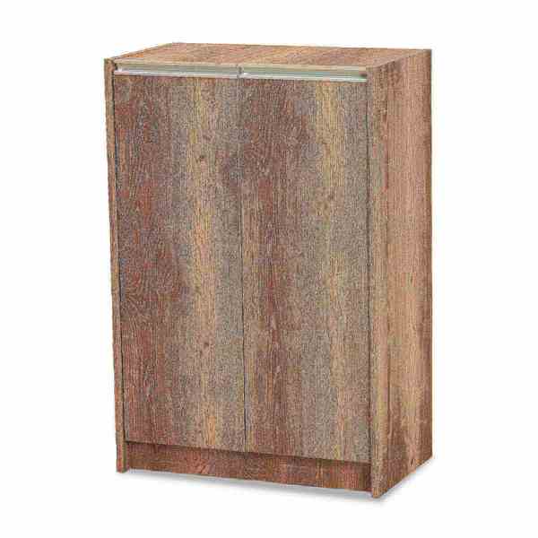 Baxton Studio Langston Modern and Contemporary Weathered Oak Finished Wood 2-Door Shoe Cabinet 176-11014-Zoro
